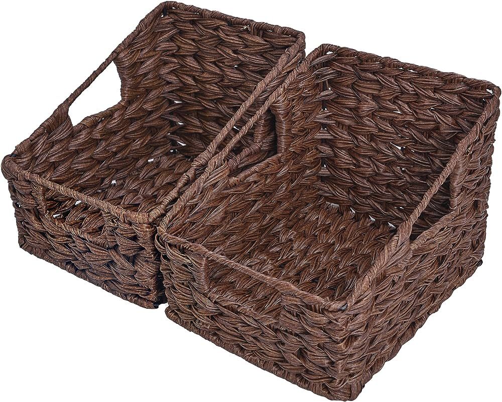 GRANNY SAYS Wicker Storage Baskets, Waterproof Wicker Basket with Handles, Trapezoid Woven Storag... | Amazon (US)