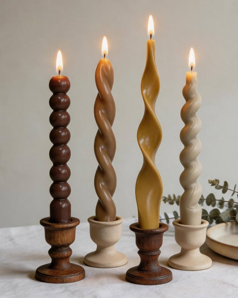 Spiral Taper Candles Brown Short Candle Sticks Unscented Smokeless Twisted Candlesticks for Dinne... | Amazon (US)