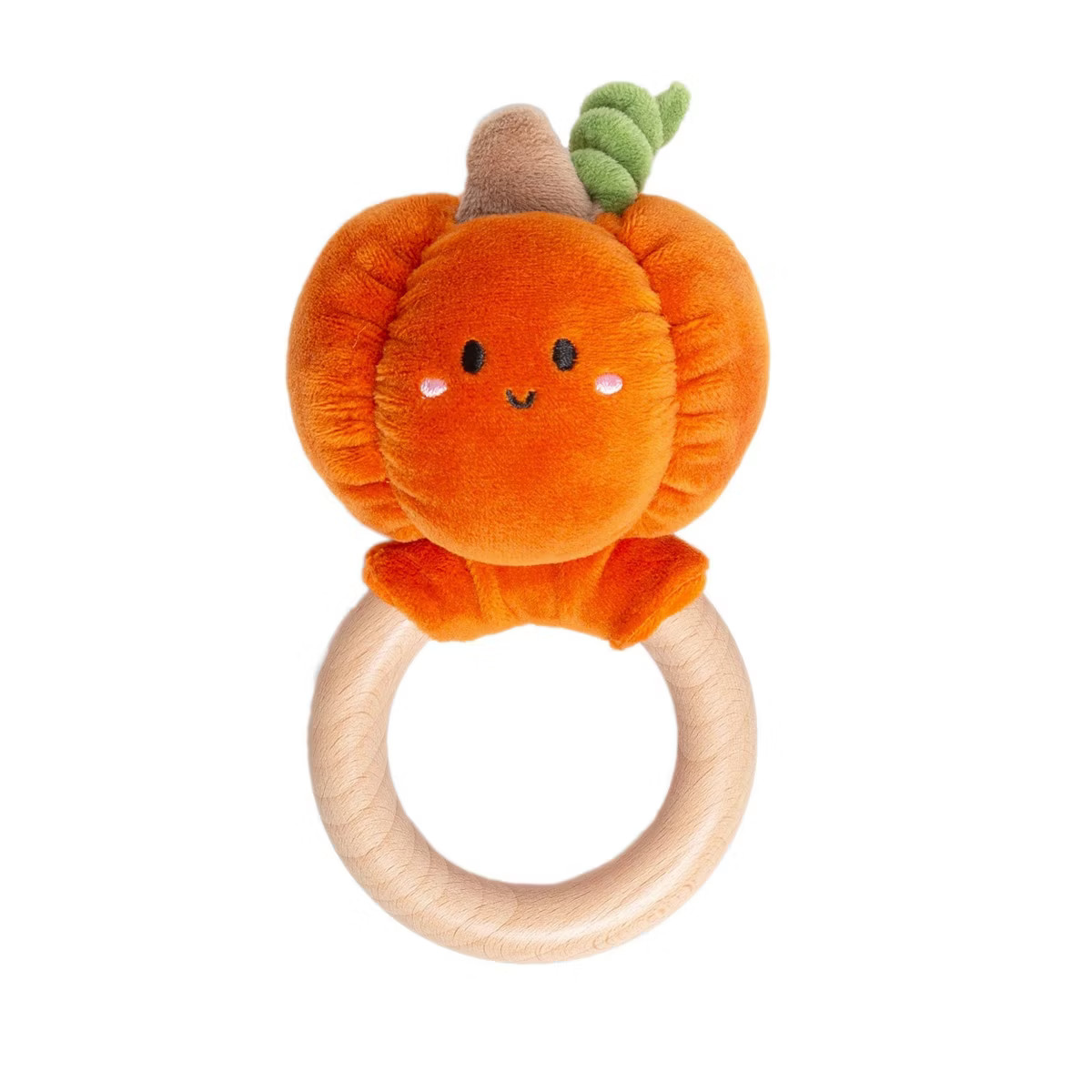 Pearhead Pumpkin Halloween Plush Wooden Teether Baby Toy - 0m+ | Target