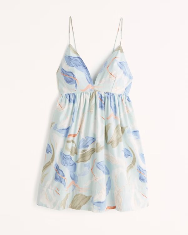 V-Neck Babydoll Mini Dress | Abercrombie & Fitch (US)