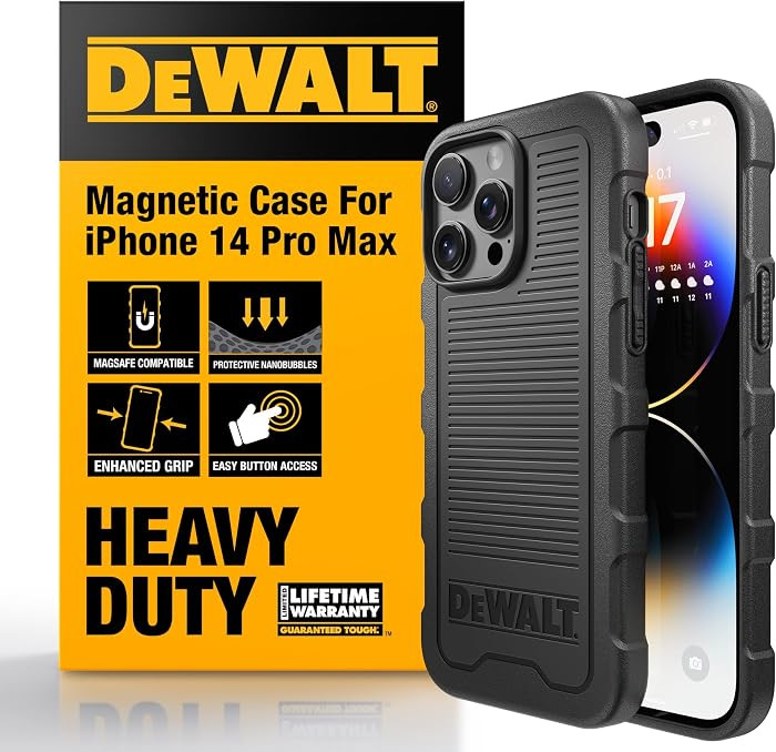 DEWALT Rugged Phone Case for iPhone 14 Pro Max— Magnetic, Durable TPE Case — BubblePro Shock ... | Amazon (CA)