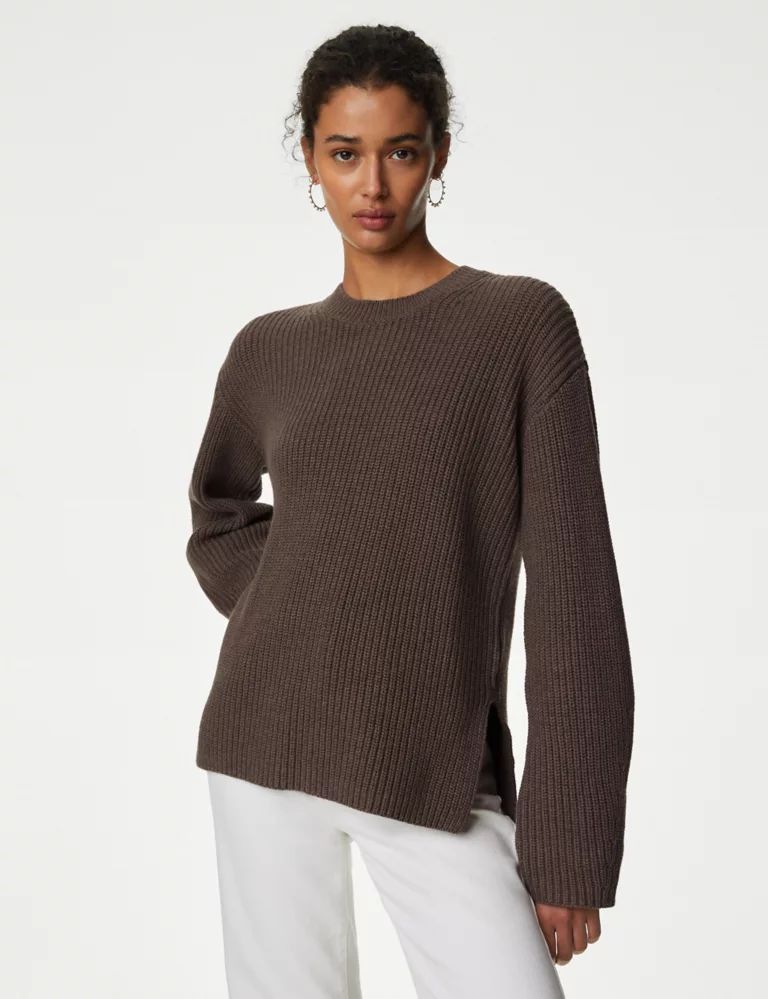 Cotton Rich Ribbed Jumper with Wool | Marks & Spencer (UK)