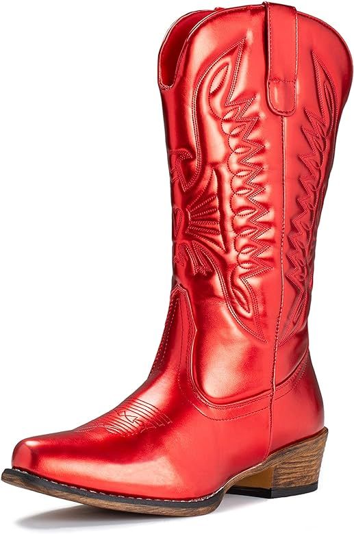 Cowboy Boots For Women Pointy Toe Women's Western Boots Cowgirl Boots Mid Calf Boots | Amazon (US)