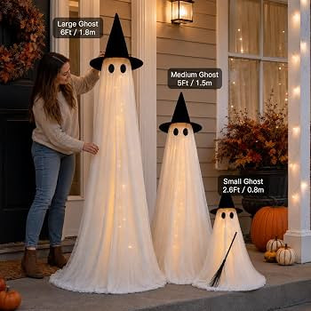 Halloween Decorations Outdoor 3 Pack Lighted Ghost-Family with Timer Remote | Amazon (US)