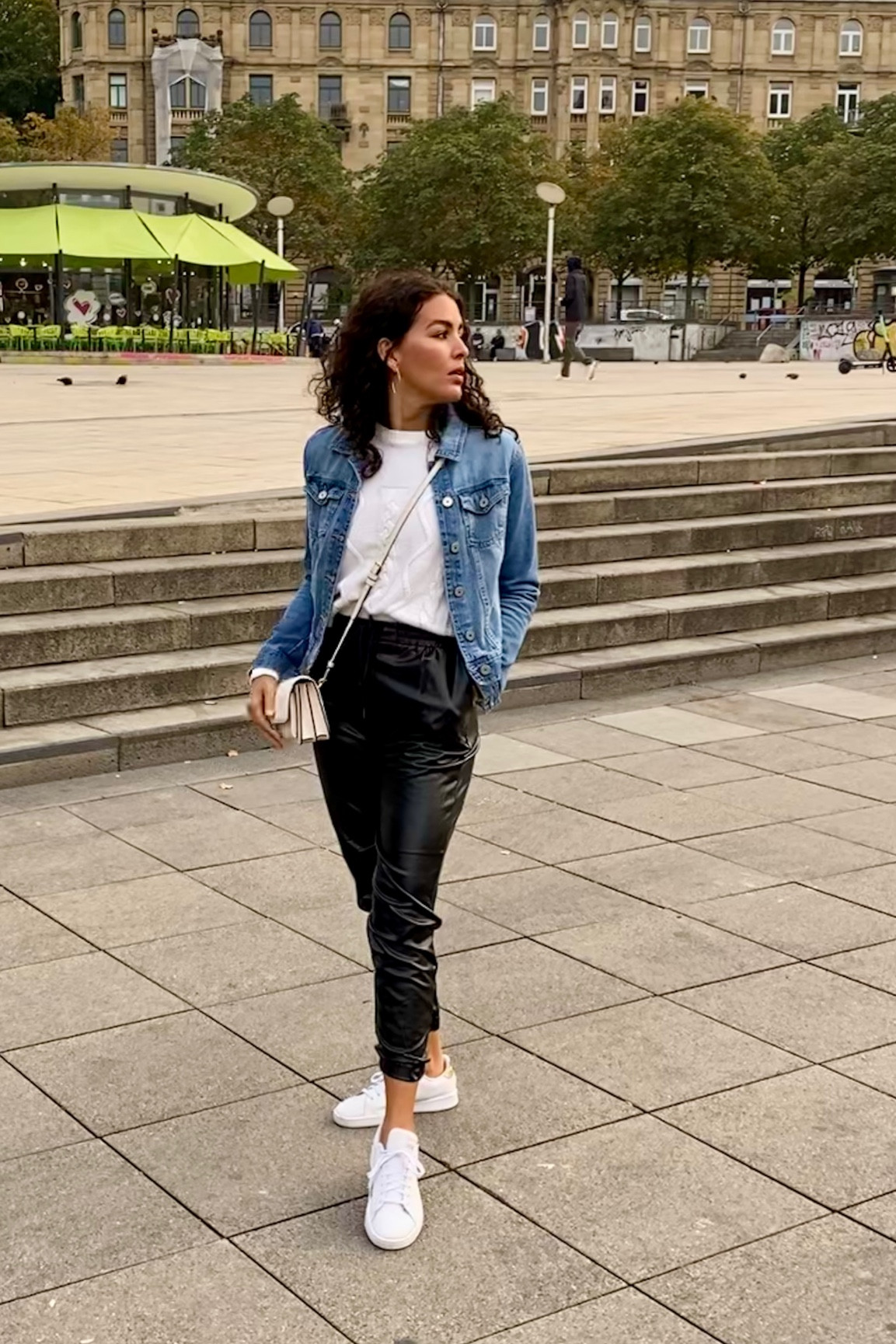Wearing a size S in the faux leather joggers and jean jacket. Size down on the sneakers. Casual spring outfit. 

#LTKFind #LTKsalealert #LTKSeasonal