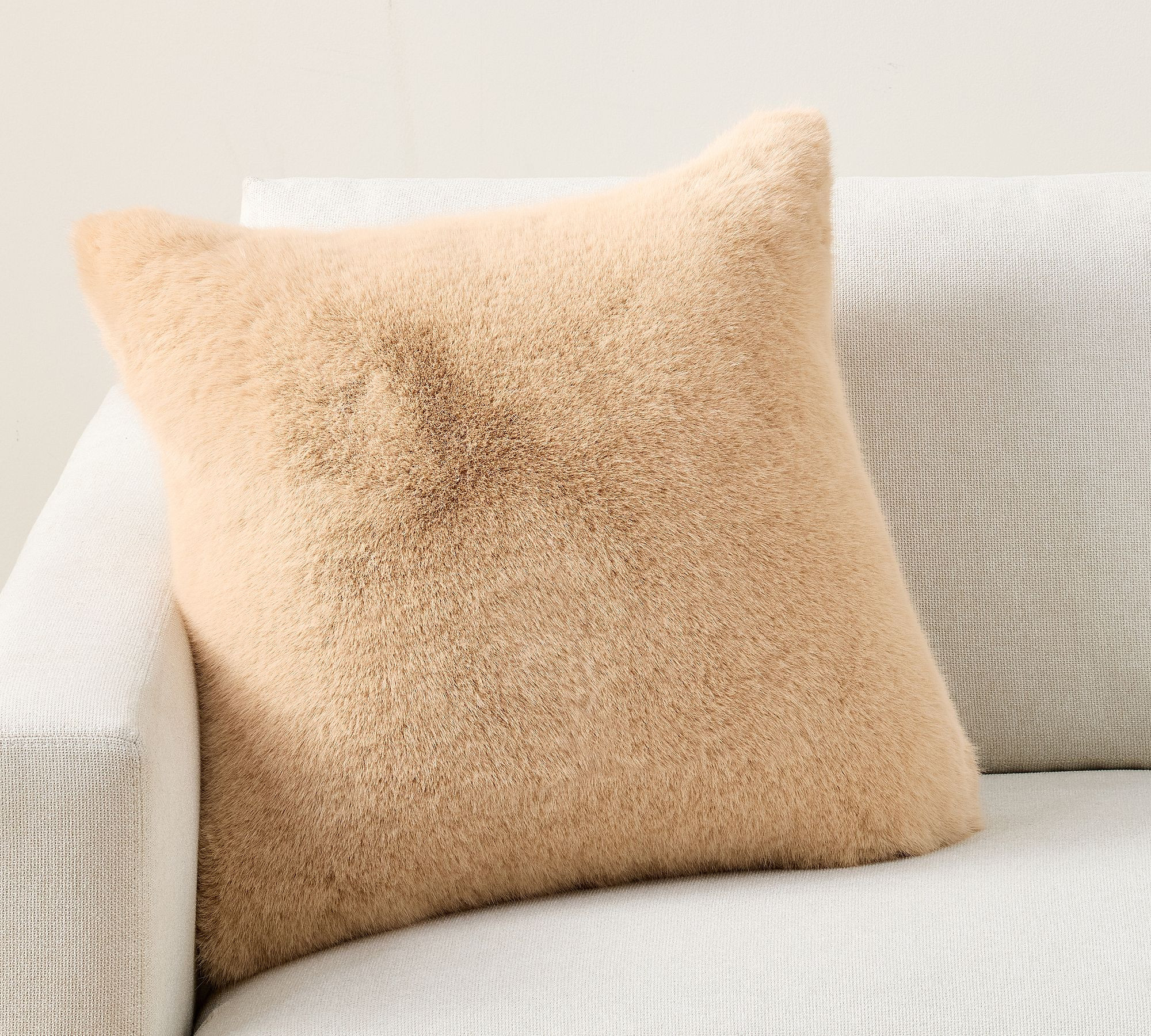Mink Faux Fur Pillow Cover, 20"", Rum Raisin | Pottery Barn (US)