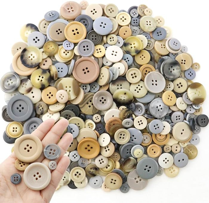 TCOTBE 600 Pcs Resin Buttons Assortment - Light Brown, Gray, Tan Craft Buttons for Sewing & DIY C... | Amazon (US)