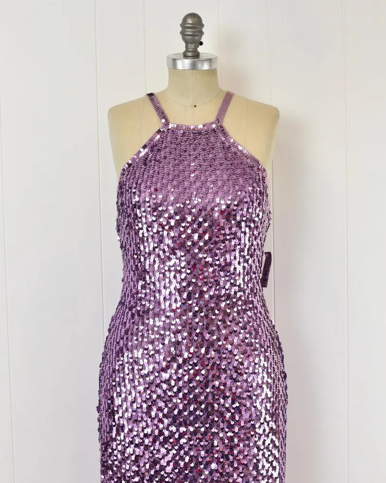 NOS 1980s Sequin Lavender Purple Brenner's Edwards-Macy Party Prom Burlesque Showgirl Dress Gown | Etsy (Global)