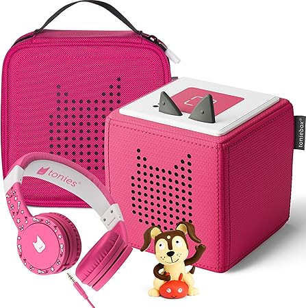 Toniebox 1 Audio Player Bundle with Playtime Puppy, Headphones, and Carrying Case - Pink | Amazon (US)