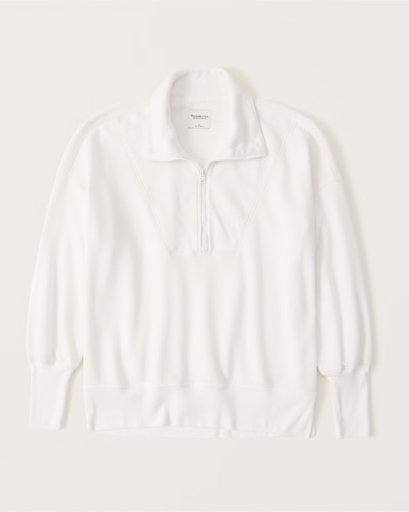 Split-Hem Tunic 3/4-Zip Sweatshirt | Abercrombie & Fitch (US)