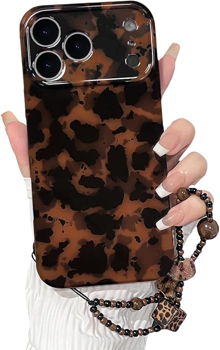 NITITOP Compatible for iPhone 17 Pro Max Case with Chain Lanyard Strap Cute Stylish Leopard Print... | Amazon (US)