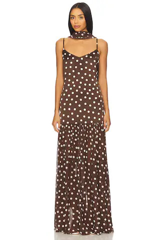 Show Me Your Mumu Dalia Maxi Dress in Chocolate Brown Polka Dot from Revolve.com | Revolve Clothing (Global)