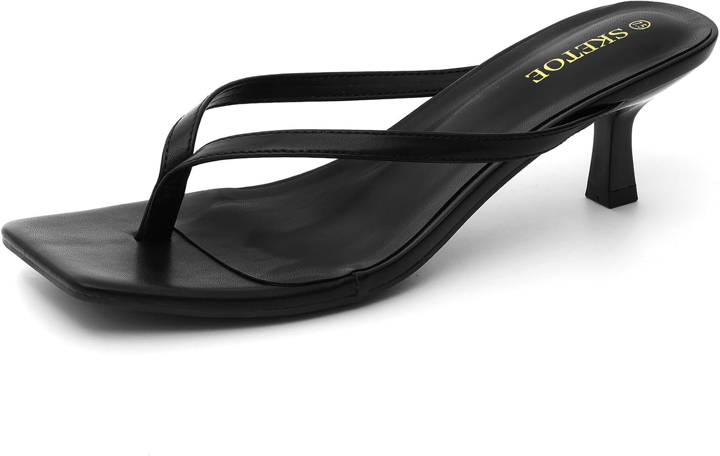 Kitten Heels for Women Square Toe Sandals Flip Flop Heels Thong Sandals Comfortable Summer 2 Inch... | Amazon (US)