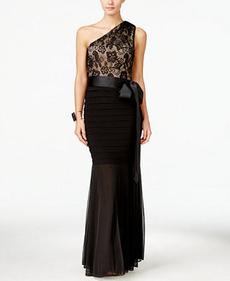Betsy & Adam Petite Lace One-Shoulder Mermaid Gown & Reviews - Dresses - Petites - Macy's | Macys (US)