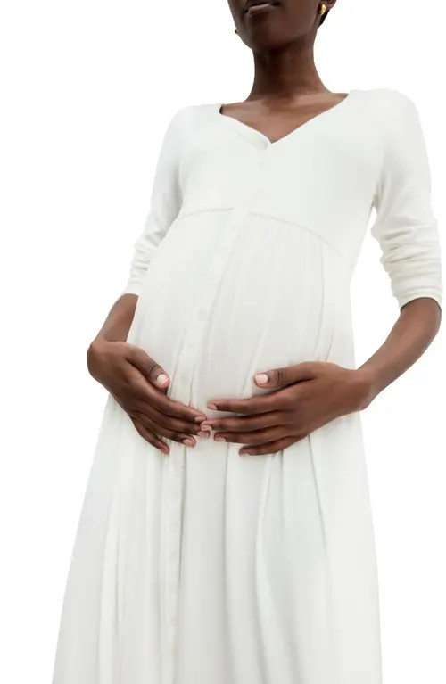 HATCH Collection The Softest Rib Long Sleeve Maternity/Nursing Dress in Ivory at Nordstrom, Size 0 | Nordstrom
