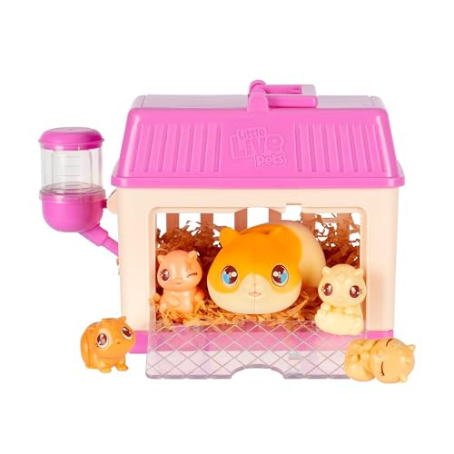 Little Live Pets Hamster Mini Interactive Toy Set, Hutch Animal Playset with 3 Surprise Babies, 20+ Sounds, Hamster Must-Haves for Ages 3+ | Amazon (US)