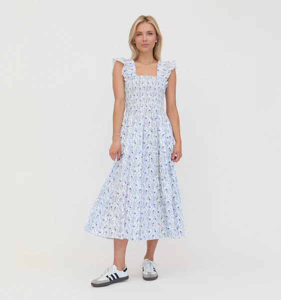 The Ellie Nap Dress - Blue Vine Stripe | Hill House Home US