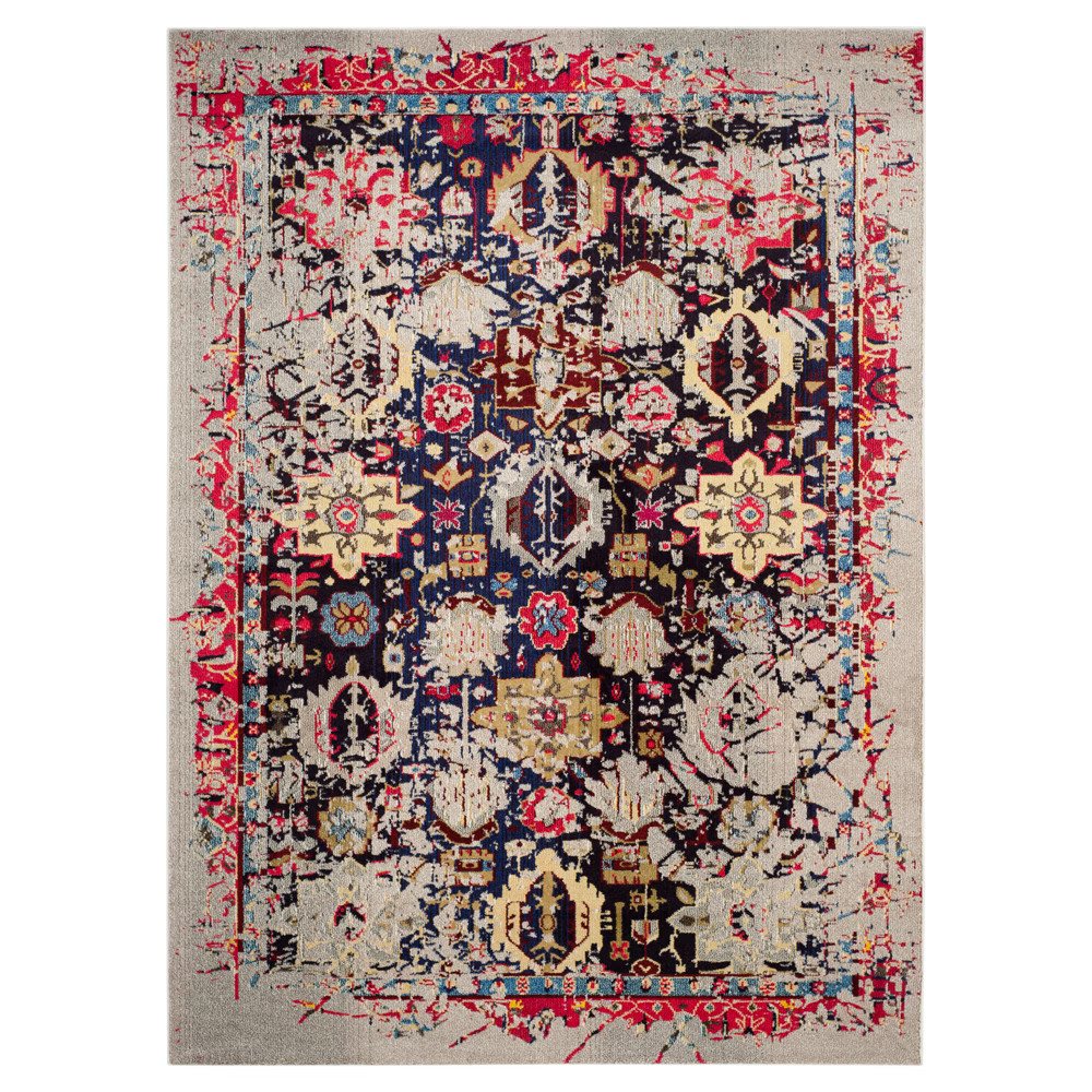 8'X11' Burst Holly Area Rug Gray/Red - Safavieh | Target
