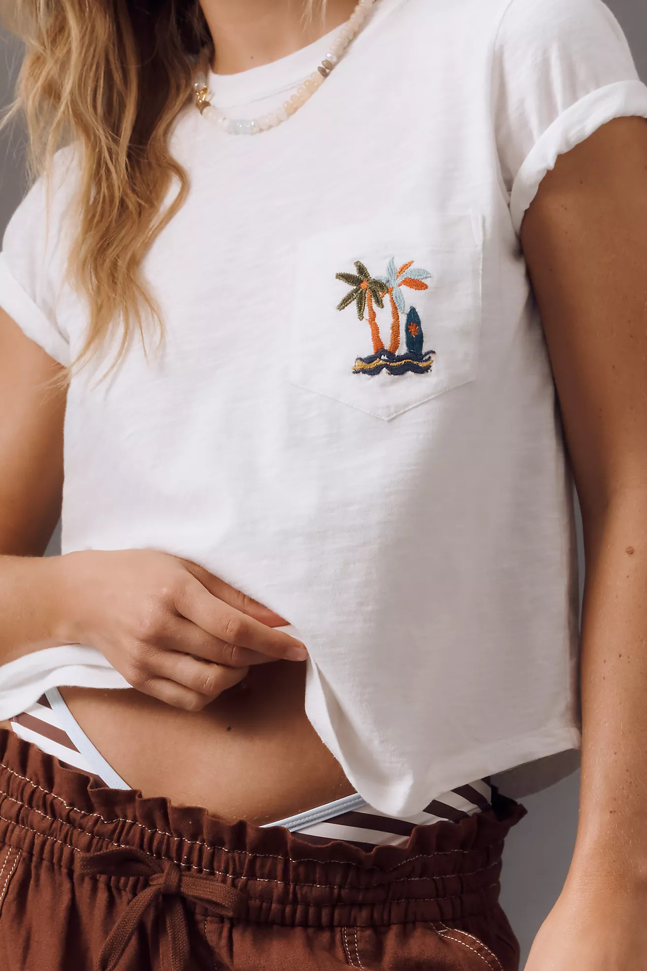 The Bennie Cotton-Slub Crew-Neck Short-Sleeve Tee by Pilcro: Pocket Edition | Anthropologie (US)