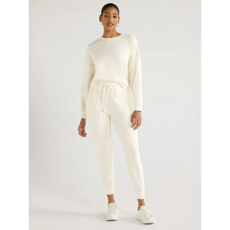 Scoop Women's Scuba Knit Cropped Sweatshirt with Drop Sleeves, Size XS-XXL - Walmart.com | Walmart (US)
