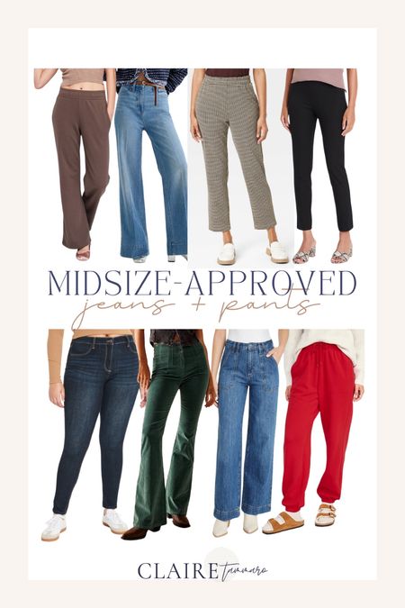 Midsize approved jeans and bottoms, including Target finds under $30! Midsize bottoms, midsize jeans, midsize pants, midsize outfit, midsize outfits, curvy jeans, curvy pants 

#LTKmidsize #LTKSeasonal #LTKfindsunder100