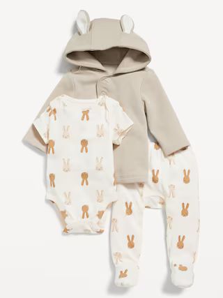 Unisex 3-Piece Kimono Hoodie, Pants & Bodysuit Layette Set for Baby | Old Navy (US)