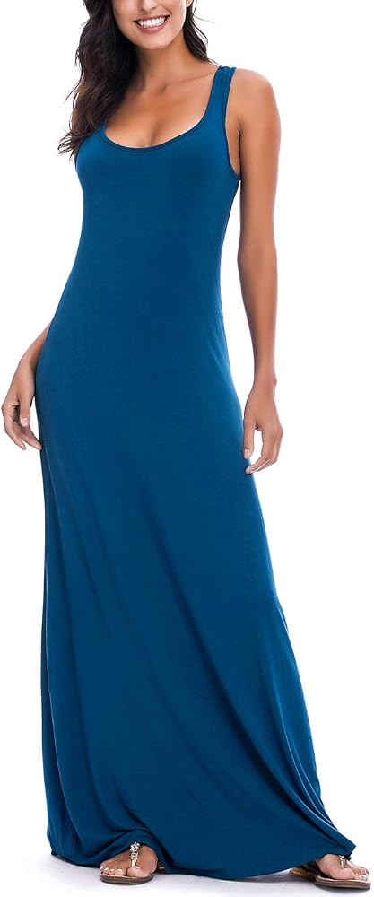 EXCHIC Women's Sexy Tank Top Maxi Long Dress Casual Sleeveless Summer Beach Dress | Amazon (US)