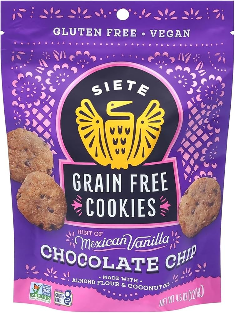 Siete Gluten Free Chocolate Chip Cookies w/ Hint of Mexican Vanilla | Vegan | Grain Free | Non GM... | Amazon (US)