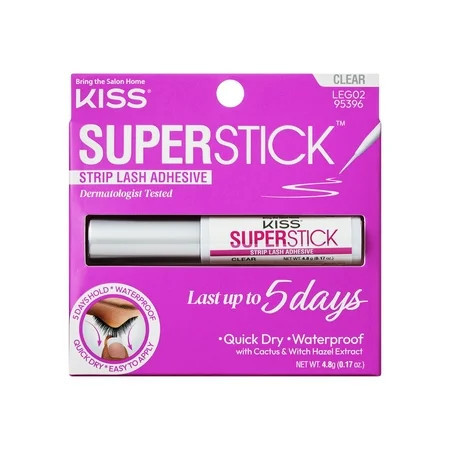 Kiss SuperStick 5-Day Extended Wear Strip Lash Liquid False Eyelash Adhesive, Net Wt. 4.8g - Clear | Walmart (US)