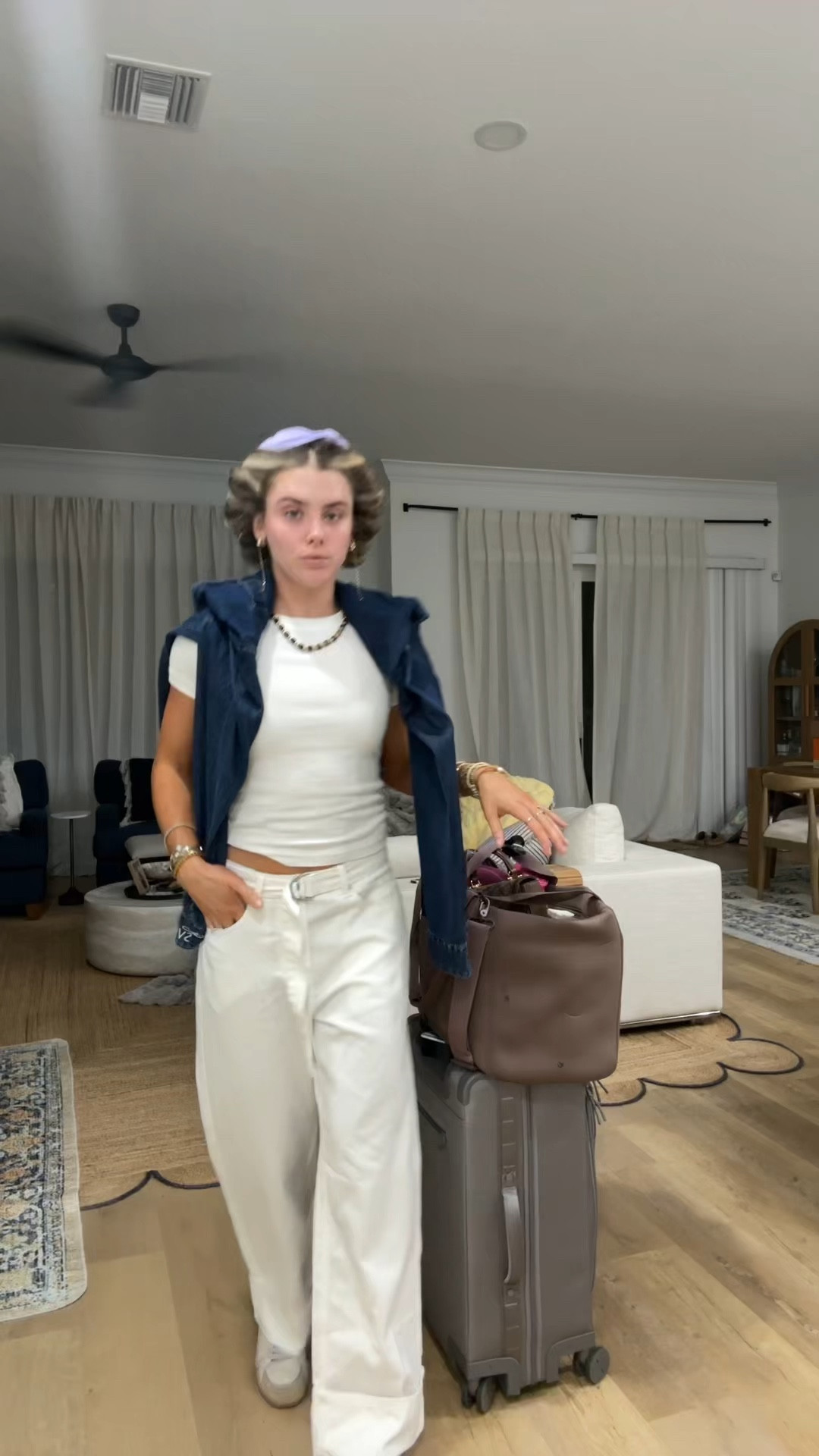 Airport outfit! Heading to Salt Lake City, Utah. My denim jeans are actually an Amazon find size 2 Tankaneo Womens Wide Leg Cuffed Jeans Trendy High Waisted Baggy Boyfriend Casual Denim Pants with Belted I paired it with my favorite white Cuts Tomboy Tee size xs (code SLOANEV). My denim top over the shoulders is @abercrombie  and my sneakers are from Shu shop  


#LTKdayinmylife #LTKTravel #LTKootd