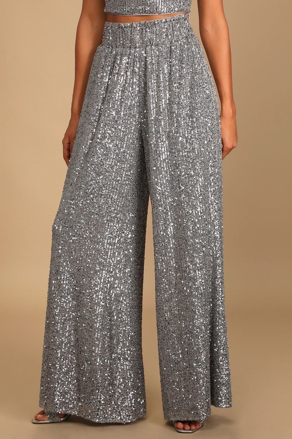 Flawless Sparkle Silver Sequin Wide-Leg Pants | Lulus (US)