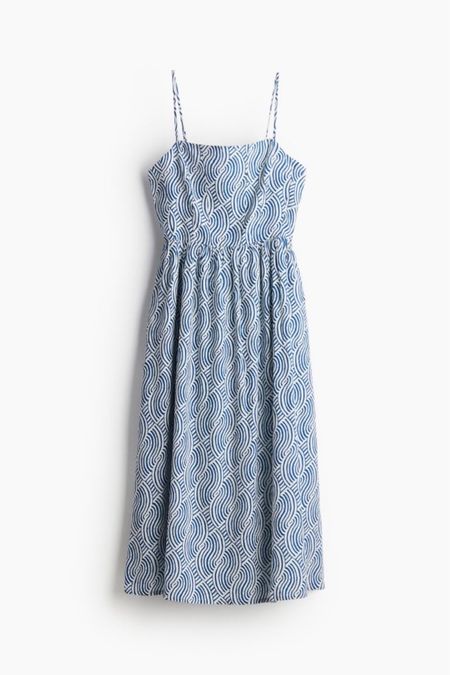 Blue and white patterned midi dress 

#LTKSeasonal #LTKfindsunder50 #LTKstyletip