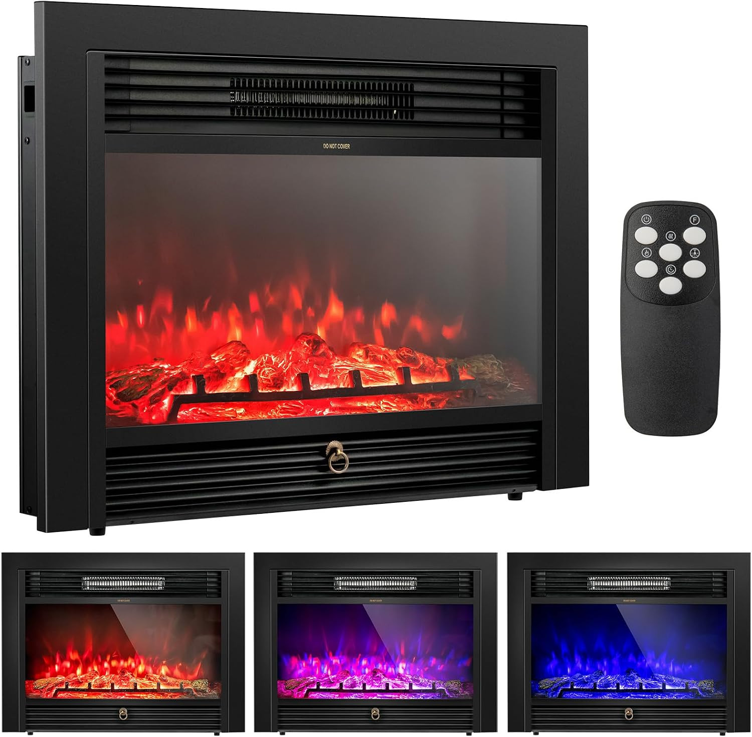COSTWAY 28.5-Inch Electric Fireplace Inserts, 750W/1500W Wall Recessed and Freestanding Fireplace... | Amazon (US)