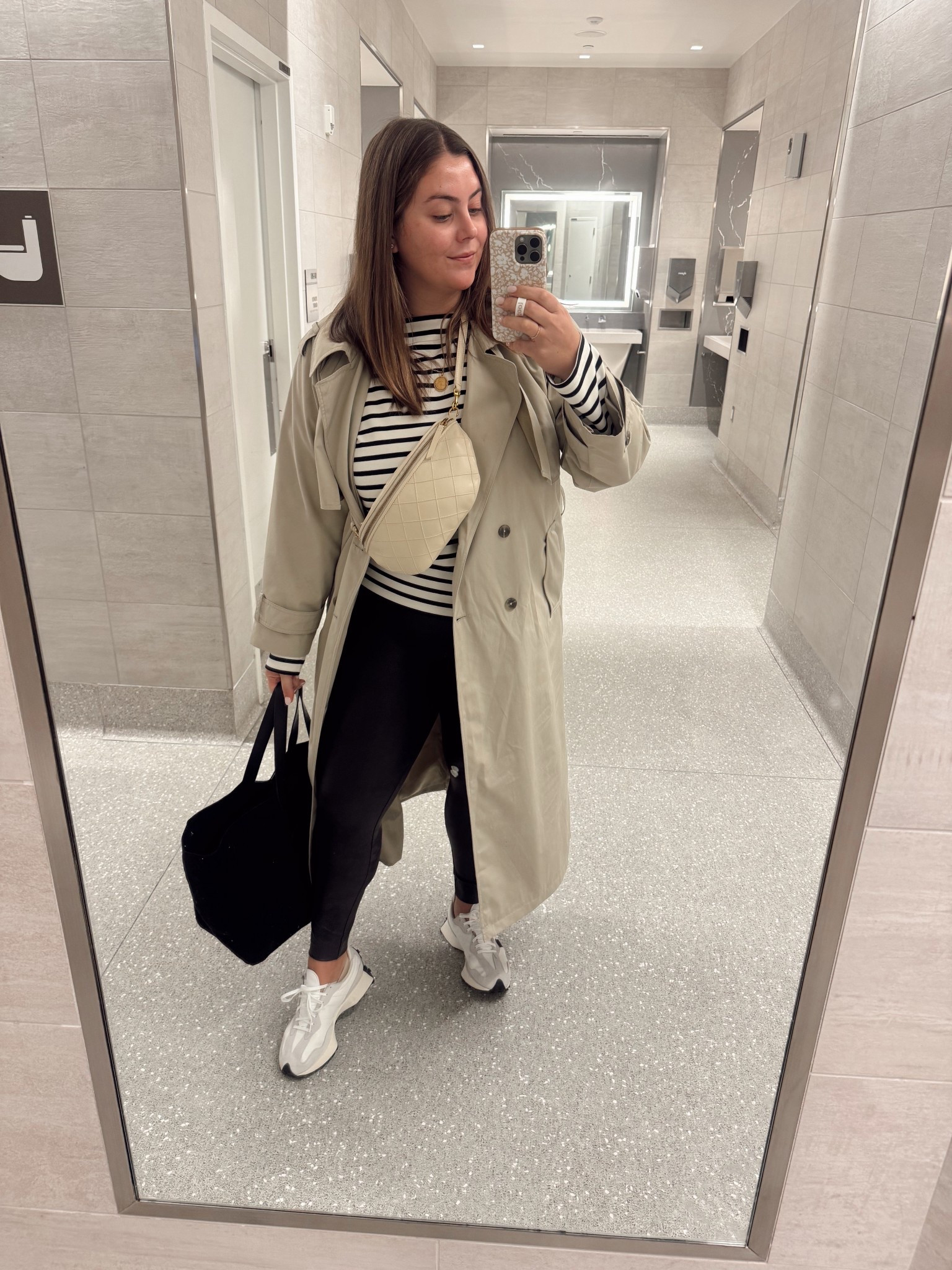 Travel outfit - wearing size XL in trench coat, 1X in top & leggings. Use CARALYN20 at Spanx / use CARALYN20 at Oak and Luna. 

#LTKStyleTip #LTKTravel #LTKMidsize