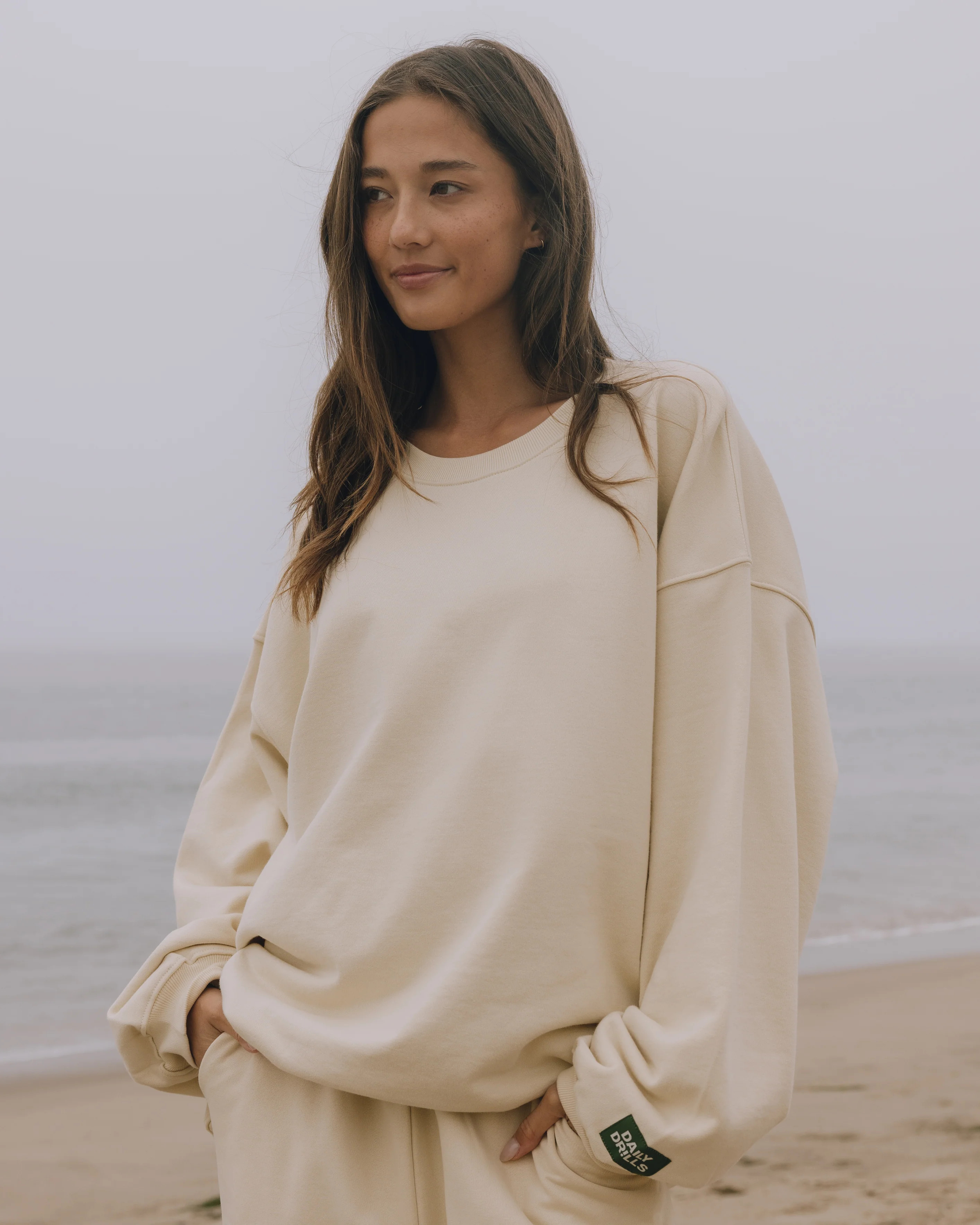 Unisex Oversized Crew - Sand | Daily Drills