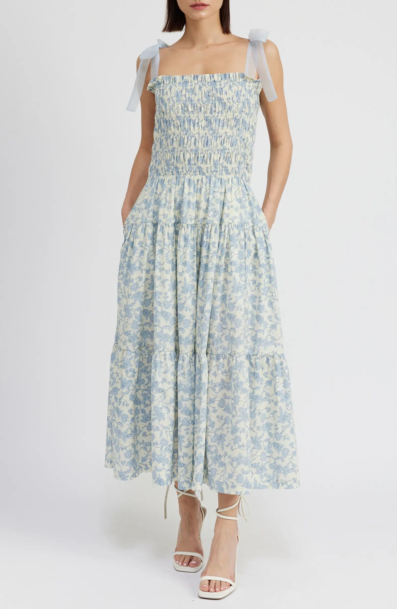 En Saison Egret Floral Cotton Maxi Dress | Nordstrom | Nordstrom