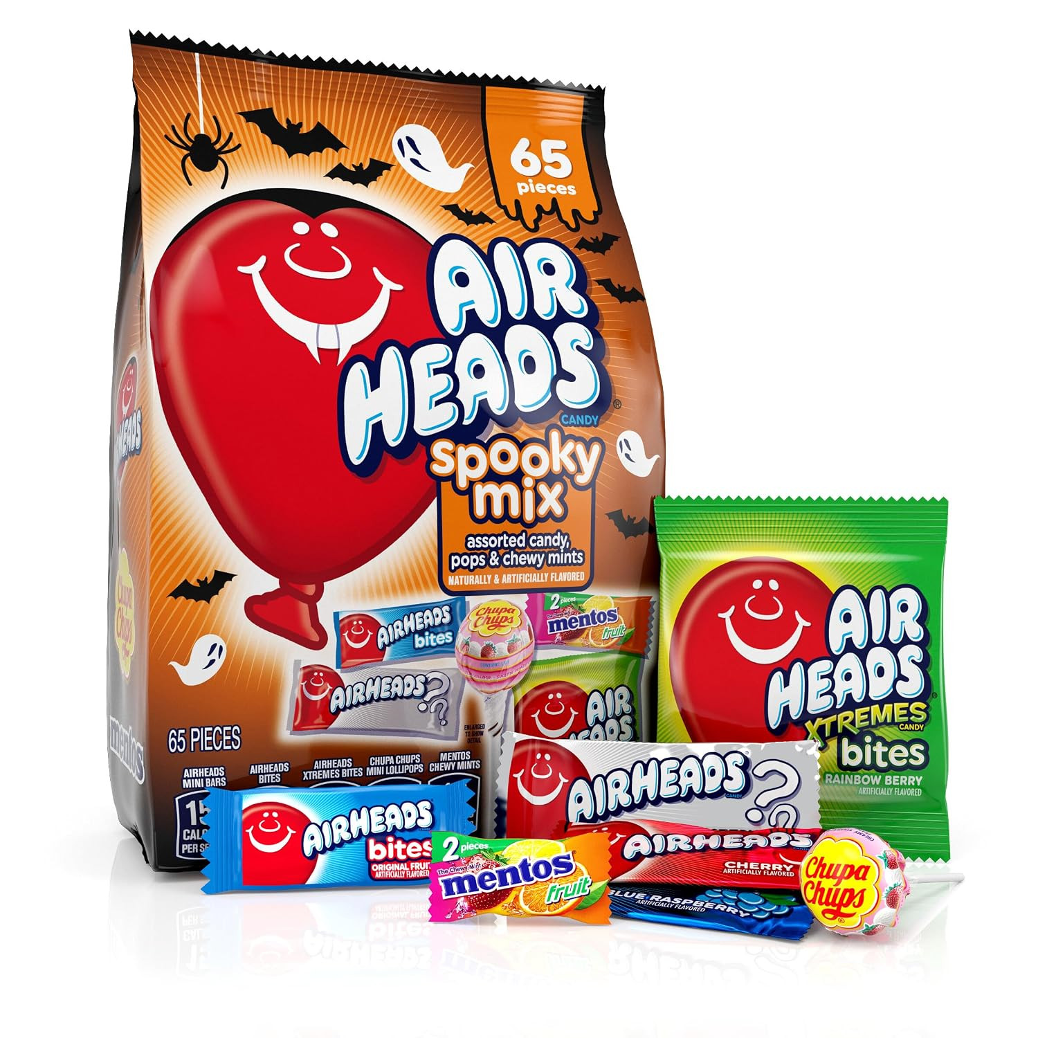 Airheads, Mentos, Chupa Chups Halloween Spooky Candy Mix, 65 Count Bag | Amazon (US)