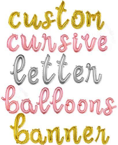 Cursive Script Letter Balloons - Custom Rose Gold Silver Gold Balloon Letters for Birthday/Baby S... | Amazon (US)