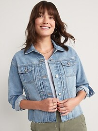 Cut-Off Classic Non-Stretch Jean Jacket for Women | Old Navy (US)