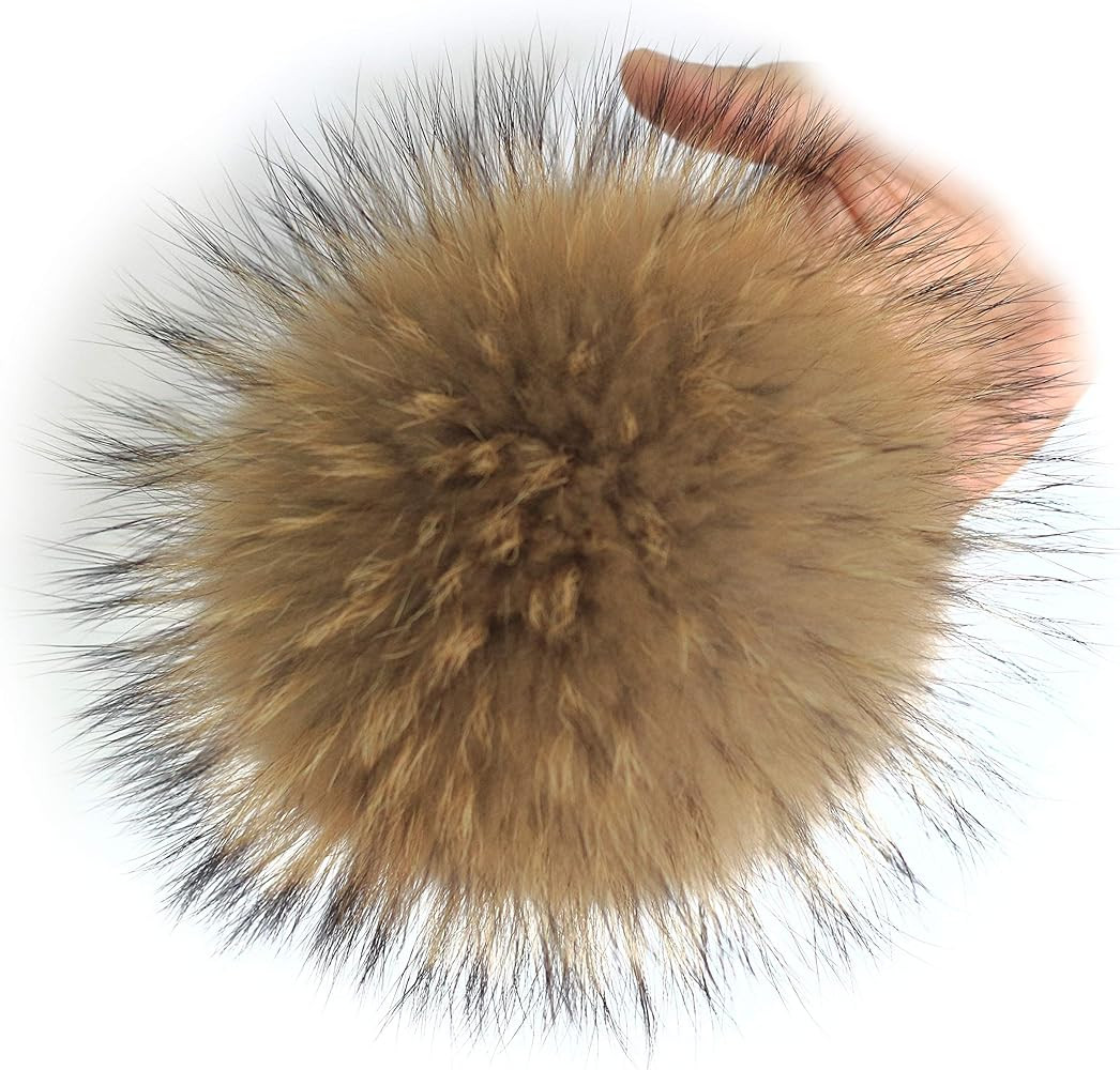 Fosrion 6.3" Diameter Big Raccoon Fur Pom Ball for Shoes Boots Hat Handbag Charms DIY Snap Button | Amazon (US)