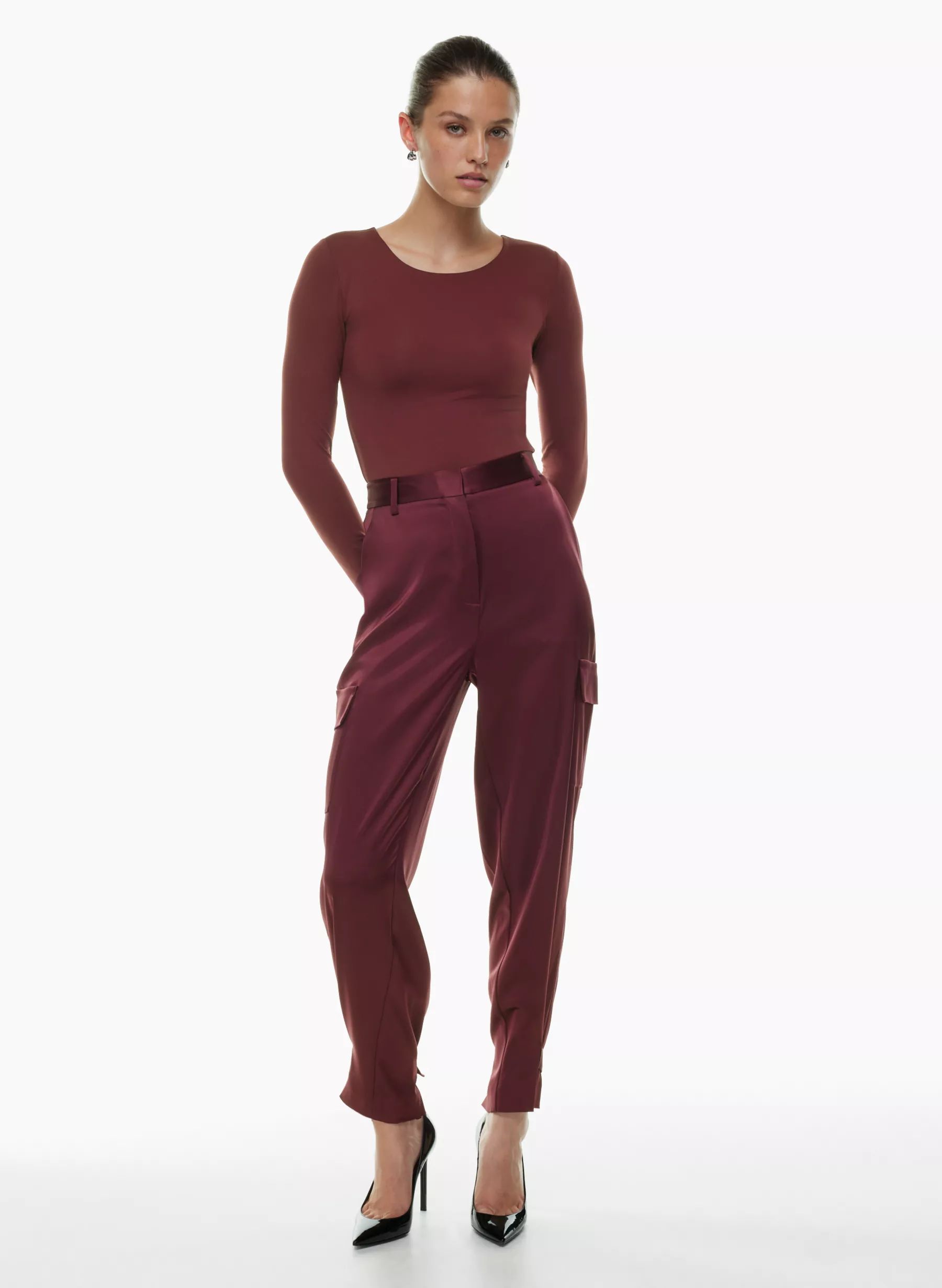 REFINED SATIN CARGO PANT | Aritzia