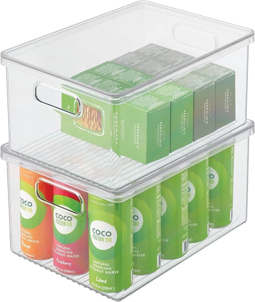 mDesign Plastic Pantry Storage Box Container with Lid and Built-In Handles - Organization for Flo... | Amazon (US)