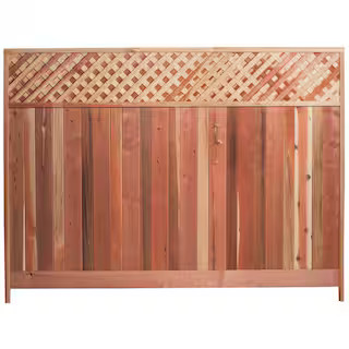 6 ft. x 8 ft. Privacy Flat Top Flat Redwood Lattice Wood Fence Panel | The Home Depot