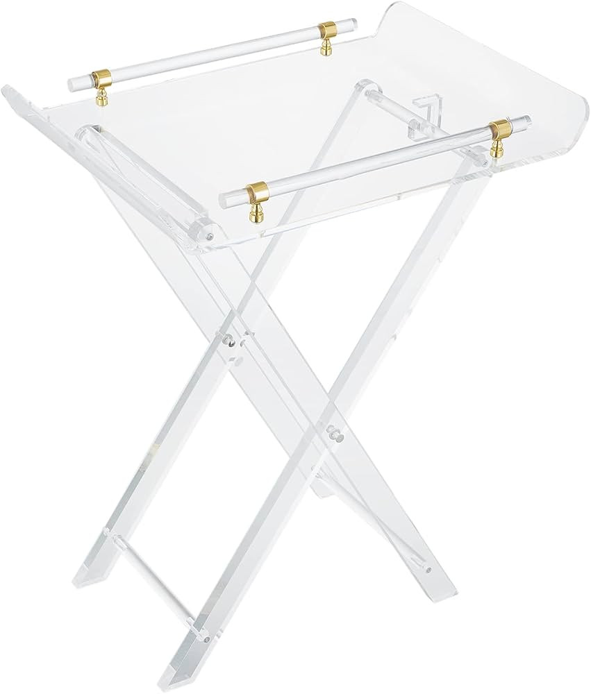 Clear Acrylic Folding Side Table with Handle \u2013 Small Lucite End Table for Living Room, Bedro... | Amazon (US)