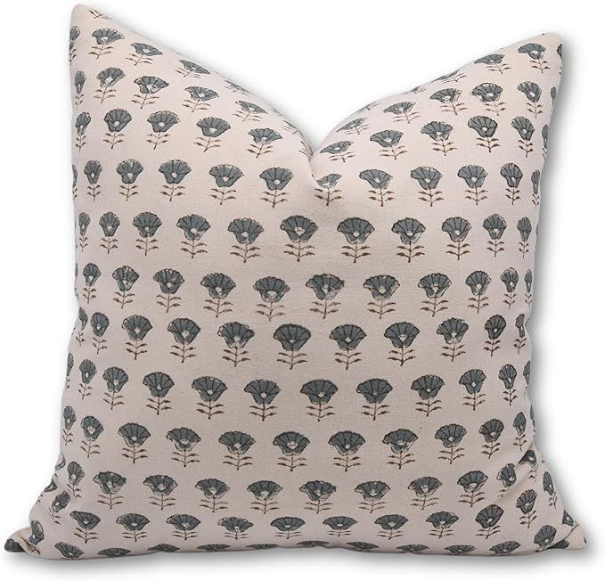Fabritual Block Print Duck Canvas Cotton 18x18 Throw Pillow Covers, Decorative Handmade Pillow Co... | Amazon (US)