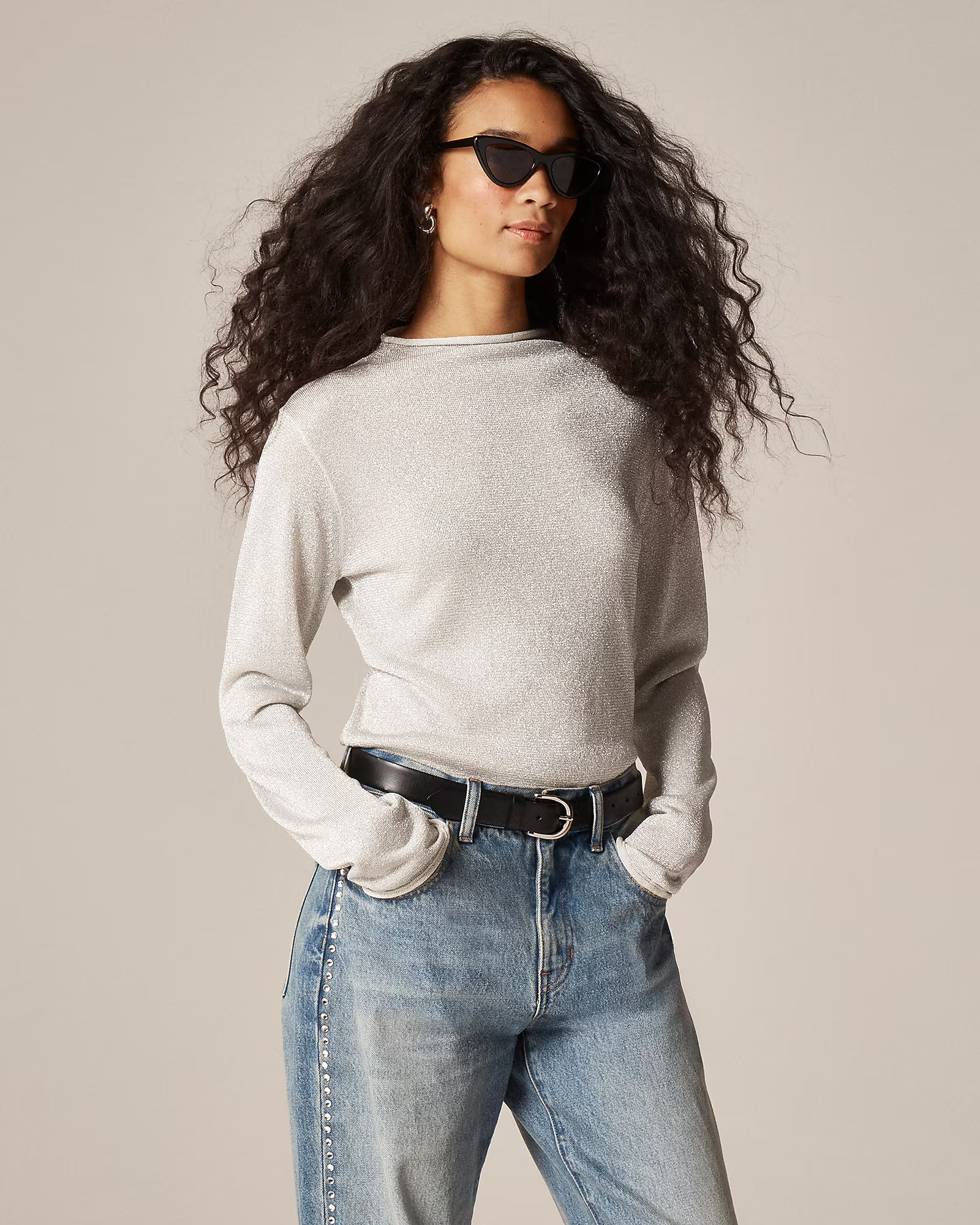 Metallic mockneck sweater | J. Crew US