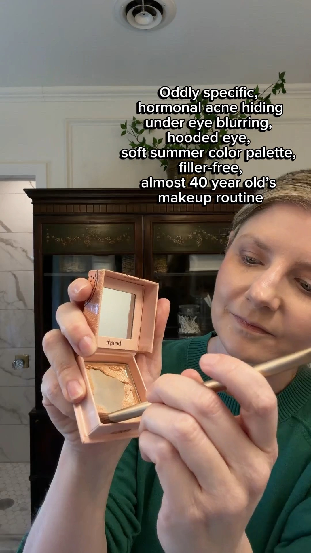 Oddly specific hormonal acne hiding, under eye circle blurring, hooded eye, soft summer color palette, filler-free, mature skin makeup routine  

#LTKBeauty