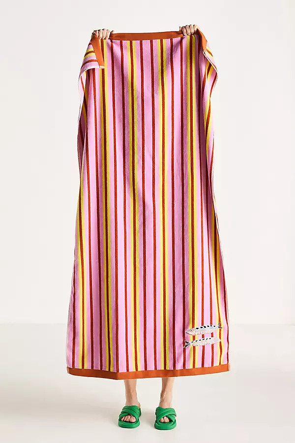 Madison Embroidered Cotton Beach Towel | Anthropologie (US)