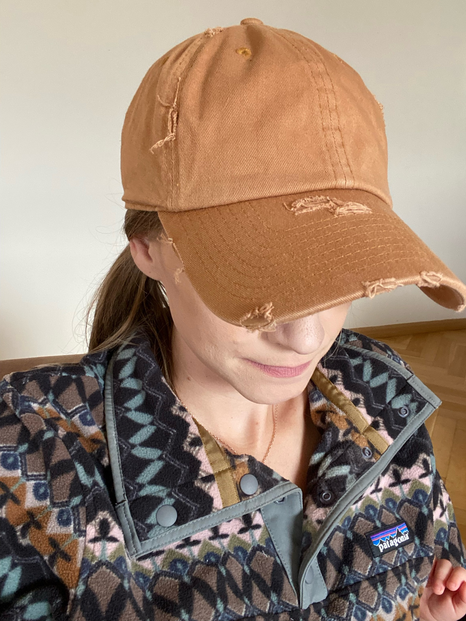 I love my distressed baseball cap from Amazon!! 