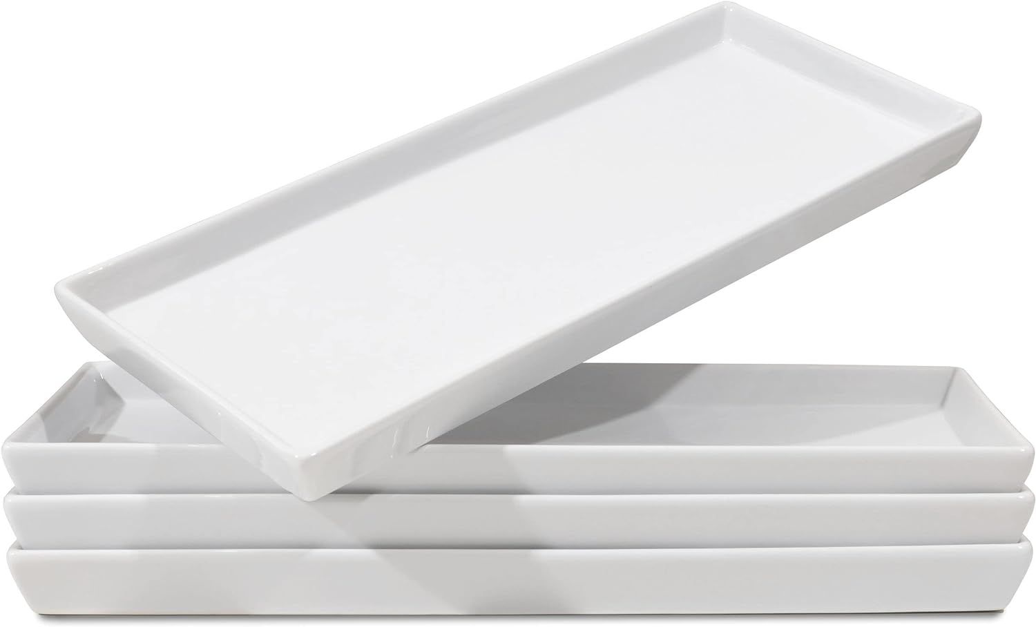 Amazon.com | White Ceramic Serving Platters (14 x 6 Inch Rectangle Plates) Serving Dishes for Ent... | Amazon (US)